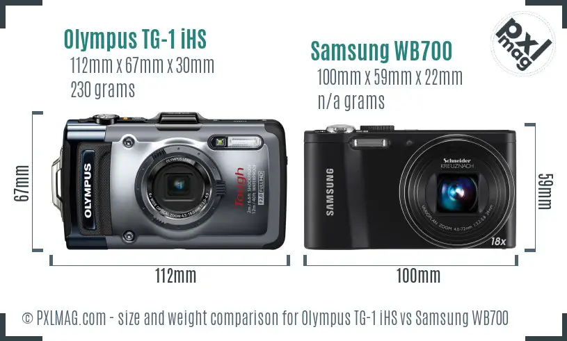 Olympus TG-1 iHS vs Samsung WB700 size comparison Olympus TG-1 iHS vs Samsung WB700 size comparison