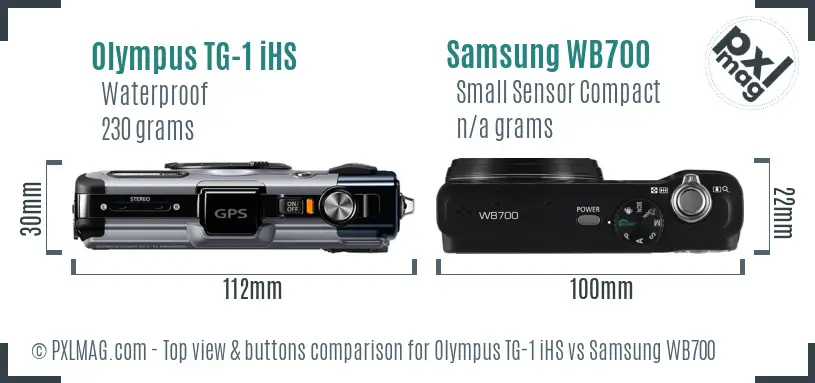 Olympus TG-1 iHS vs Samsung WB700 top view buttons comparison