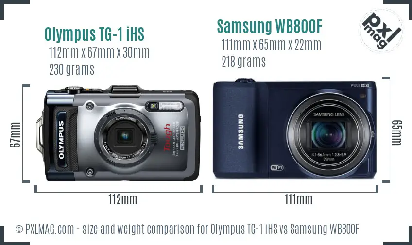 Olympus TG-1 iHS vs Samsung WB800F size comparison Olympus TG-1 iHS vs Samsung WB800F size comparison
