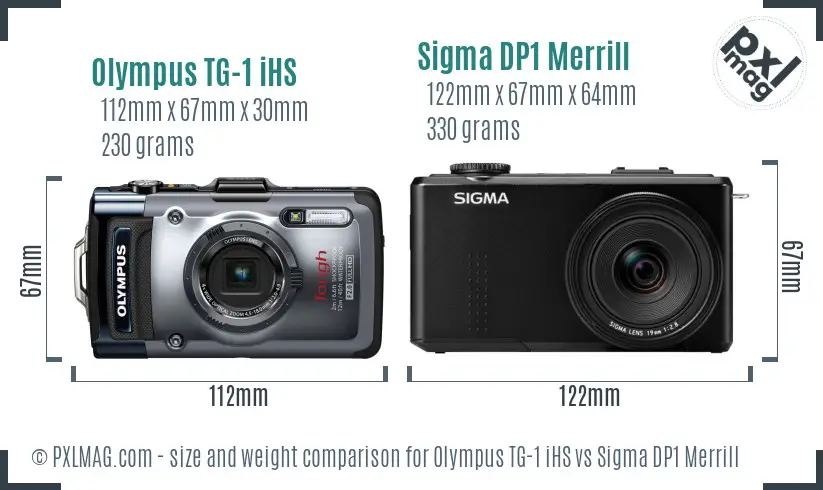 Olympus TG-1 iHS vs Sigma DP1 Merrill size comparison