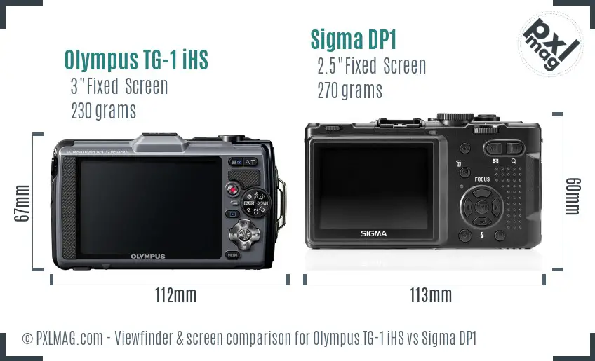 Olympus TG-1 iHS vs Sigma DP1 Screen and Viewfinder comparison