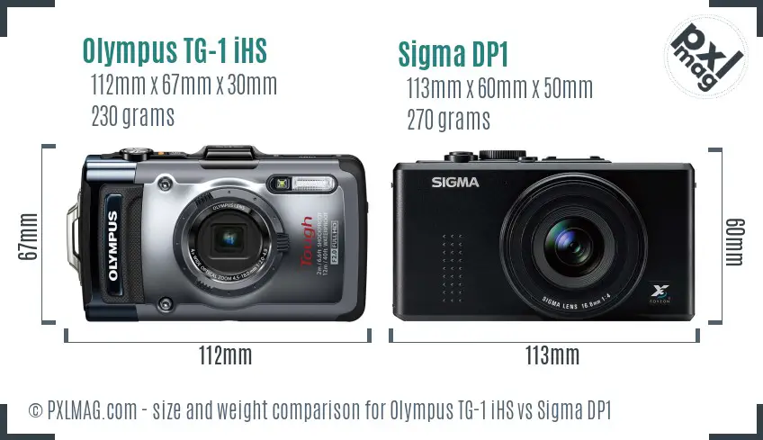 Olympus TG-1 iHS vs Sigma DP1 size comparison