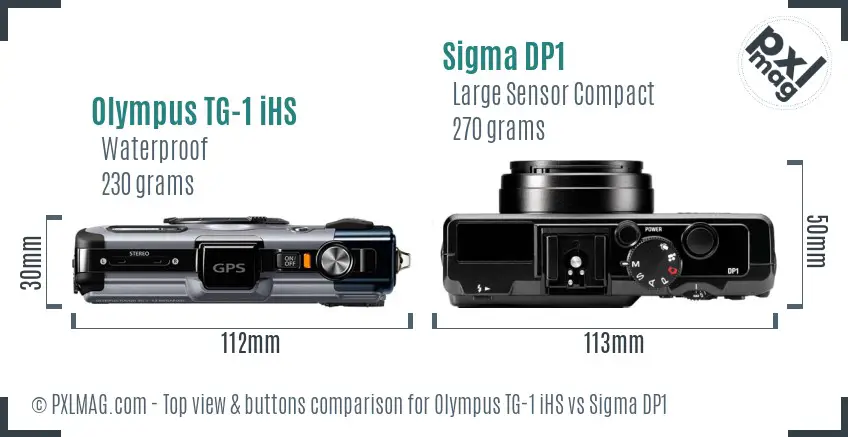 Olympus TG-1 iHS vs Sigma DP1 top view buttons comparison