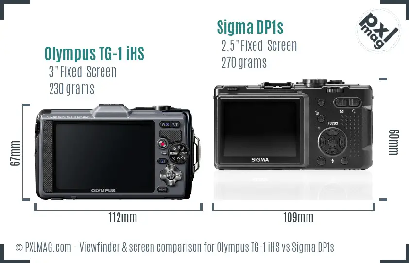 Olympus TG-1 iHS vs Sigma DP1s Screen and Viewfinder comparison
