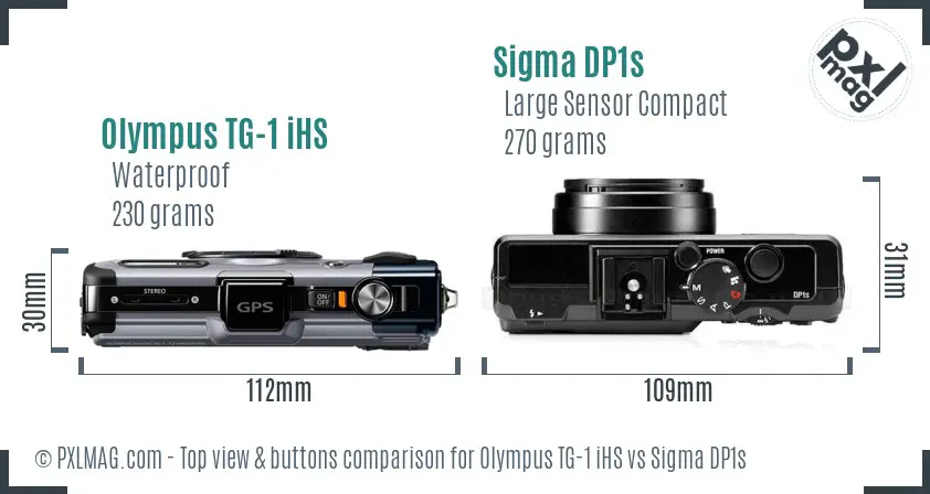 Olympus TG-1 iHS vs Sigma DP1s top view buttons comparison