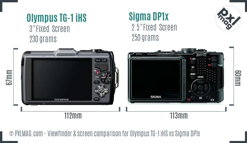 Olympus TG-1 iHS vs Sigma DP1x Screen and Viewfinder comparison
