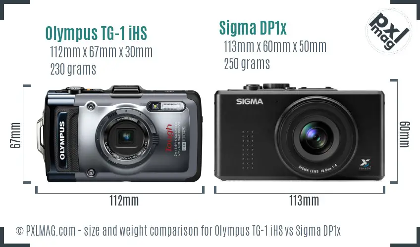 Olympus TG-1 iHS vs Sigma DP1x size comparison