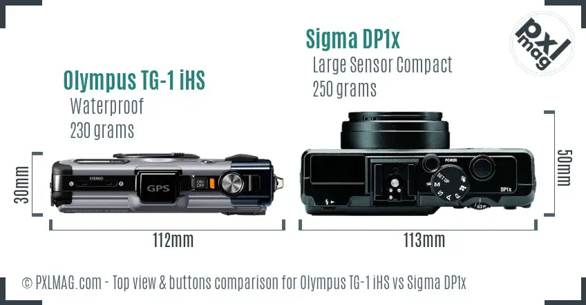 Olympus TG-1 iHS vs Sigma DP1x top view buttons comparison