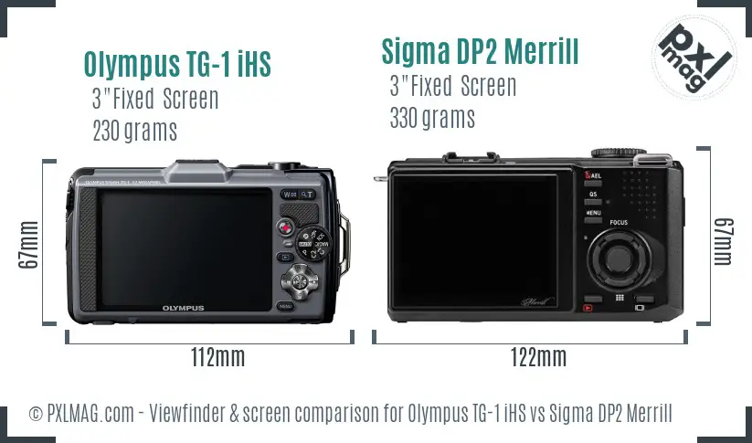 Olympus TG-1 iHS vs Sigma DP2 Merrill Screen and Viewfinder comparison