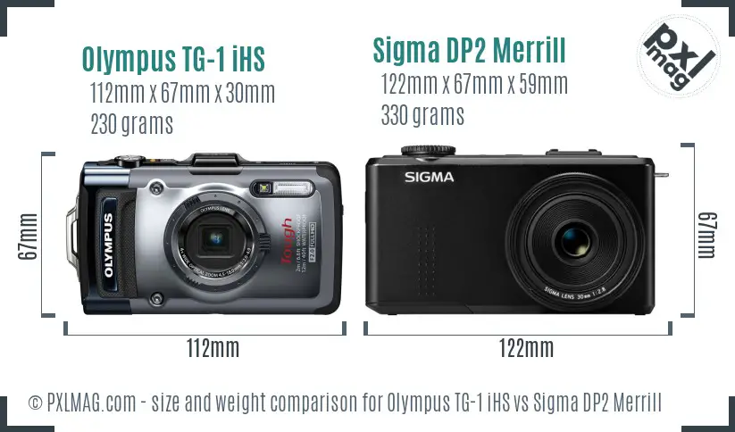 Olympus TG-1 iHS vs Sigma DP2 Merrill size comparison