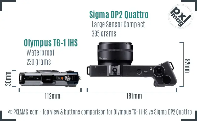 Olympus TG-1 iHS vs Sigma DP2 Quattro top view buttons comparison