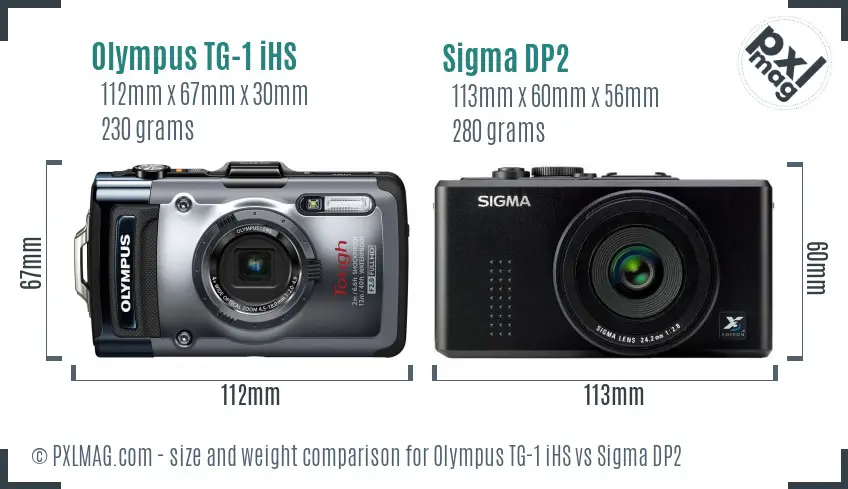 Olympus TG-1 iHS vs Sigma DP2 size comparison Olympus TG-1 iHS vs Sigma DP2 size comparison