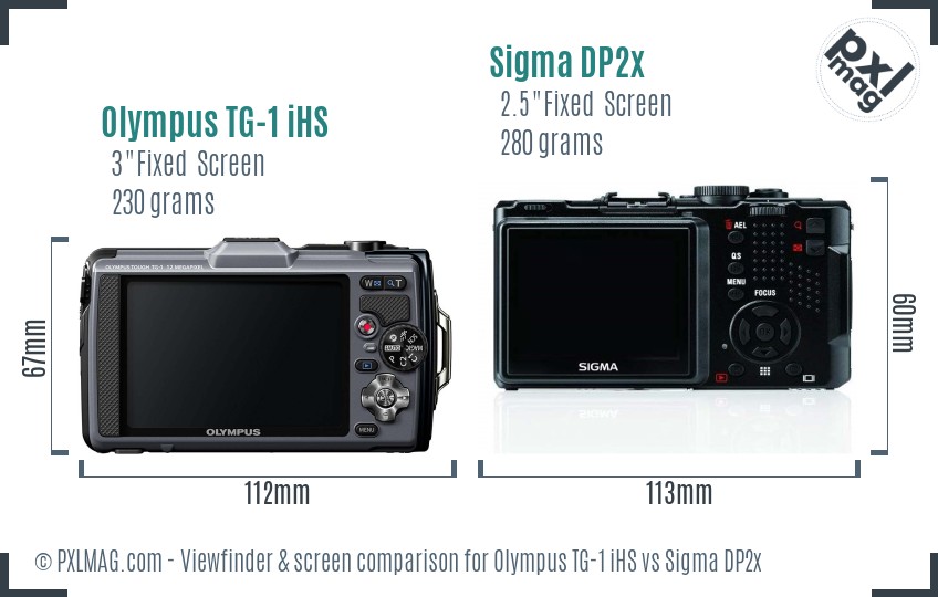 Olympus TG-1 iHS vs Sigma DP2x Screen and Viewfinder comparison