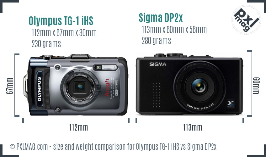 Olympus TG-1 iHS vs Sigma DP2x size comparison