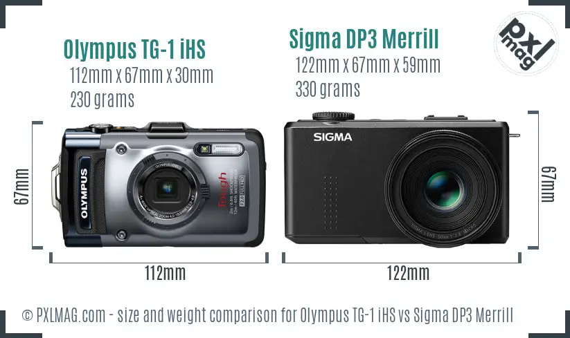 Olympus TG-1 iHS vs Sigma DP3 Merrill size comparison Olympus TG-1 iHS vs Sigma DP3 Merrill size comparison