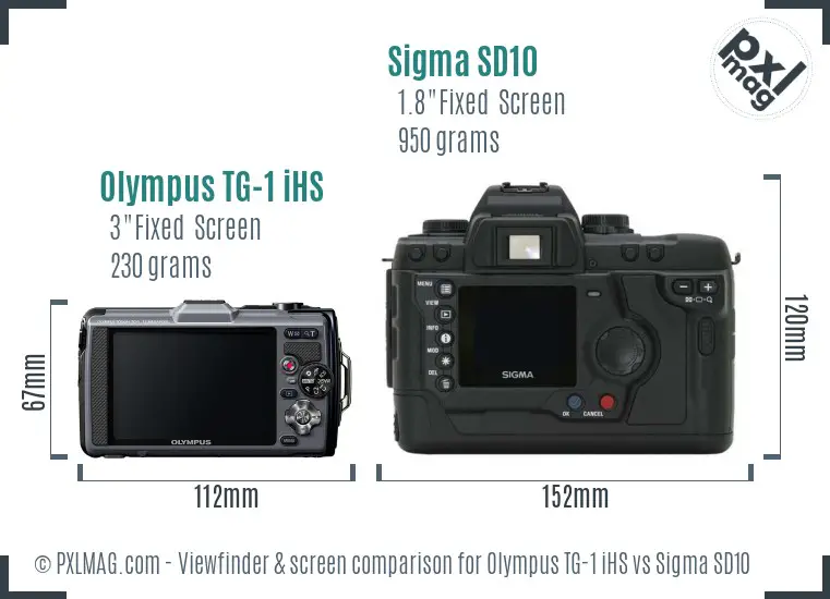 Olympus TG-1 iHS vs Sigma SD10 Screen and Viewfinder comparison