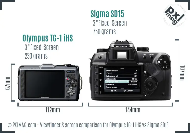 Olympus TG-1 iHS vs Sigma SD15 Screen and Viewfinder comparison