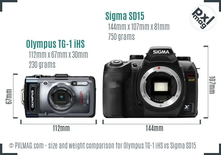 Olympus TG-1 iHS vs Sigma SD15 size comparison