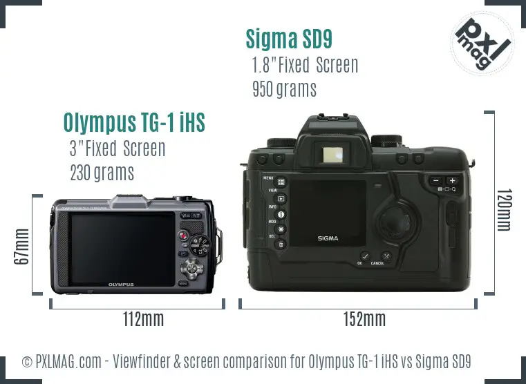 Olympus TG-1 iHS vs Sigma SD9 Screen and Viewfinder comparison