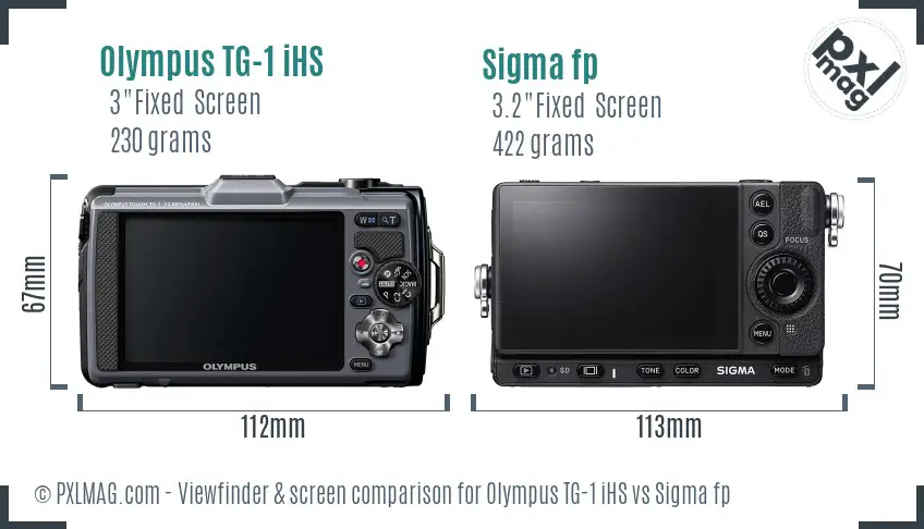 Olympus TG-1 iHS vs Sigma fp Screen and Viewfinder comparison