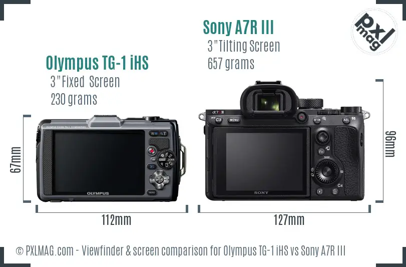 Olympus TG-1 iHS vs Sony A7R III Screen and Viewfinder comparison