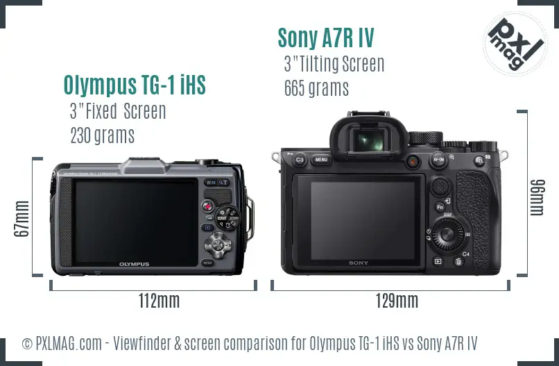Olympus TG-1 iHS vs Sony A7R IV Screen and Viewfinder comparison