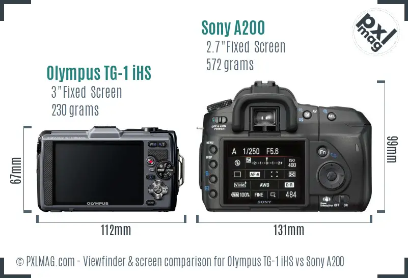 Olympus TG-1 iHS vs Sony A200 Screen and Viewfinder comparison