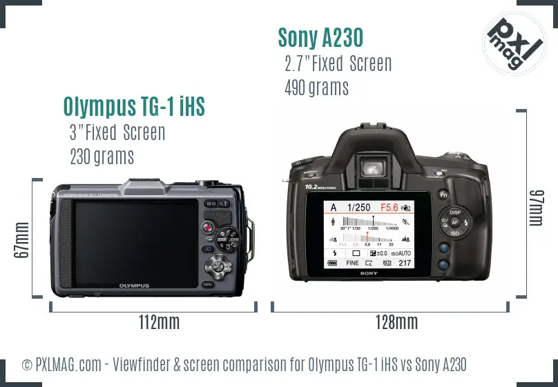 Olympus TG-1 iHS vs Sony A230 Screen and Viewfinder comparison