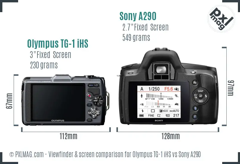 Olympus TG-1 iHS vs Sony A290 Screen and Viewfinder comparison