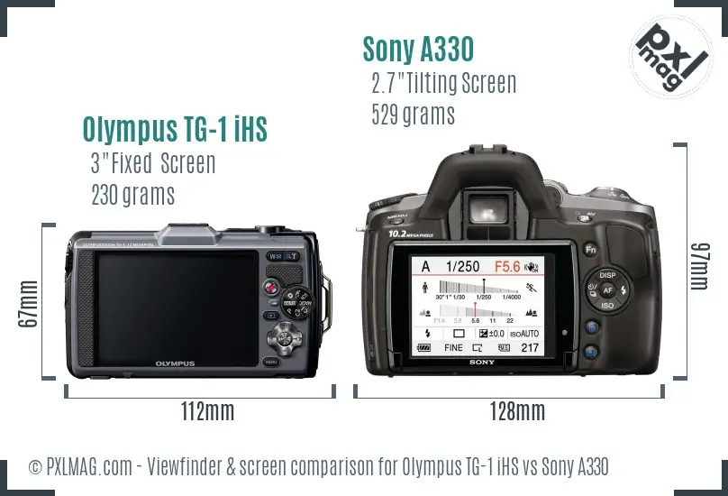 Olympus TG-1 iHS vs Sony A330 Screen and Viewfinder comparison