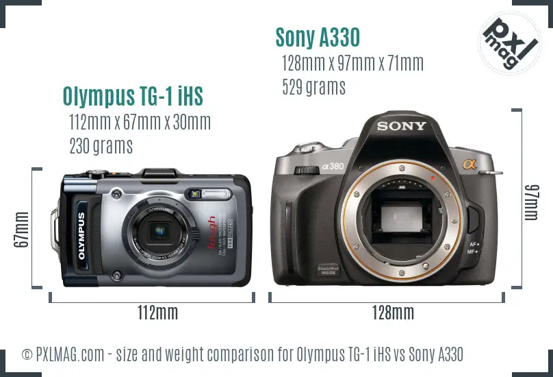 Olympus TG-1 iHS vs Sony A330 size comparison