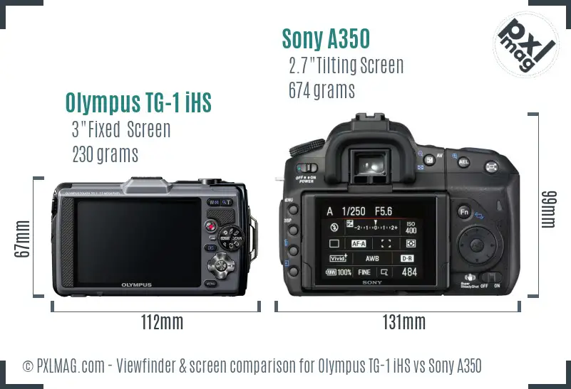 Olympus TG-1 iHS vs Sony A350 Screen and Viewfinder comparison