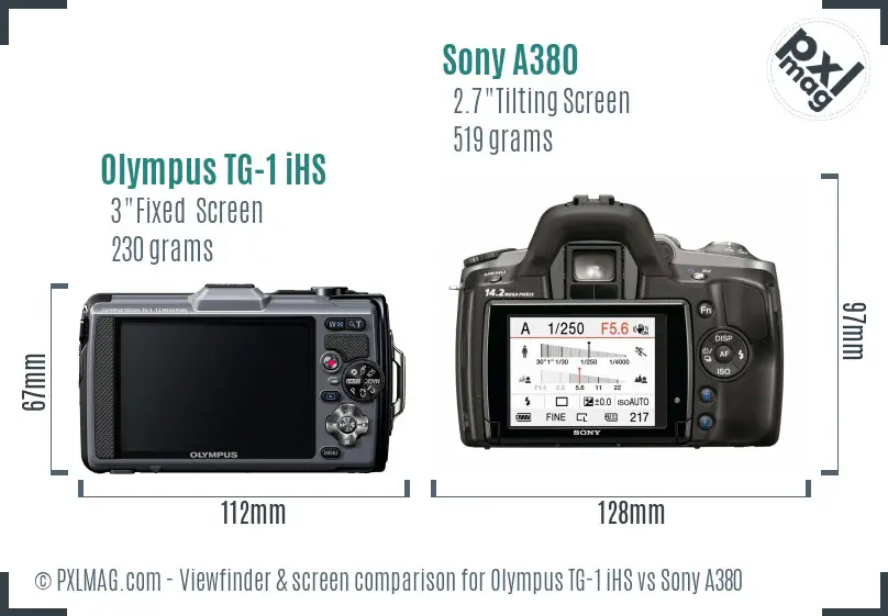 Olympus TG-1 iHS vs Sony A380 Screen and Viewfinder comparison