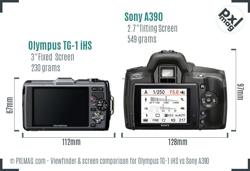 Olympus TG-1 iHS vs Sony A390 Screen and Viewfinder comparison