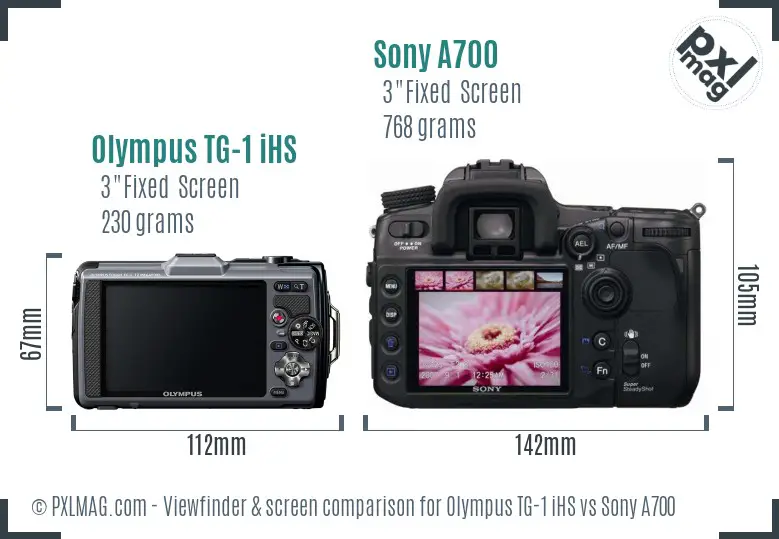 Olympus TG-1 iHS vs Sony A700 Screen and Viewfinder comparison