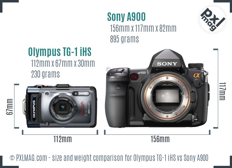 Olympus TG-1 iHS vs Sony A900 size comparison