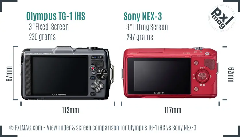 Olympus TG-1 iHS vs Sony NEX-3 Screen and Viewfinder comparison