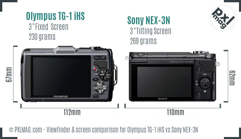 Olympus TG-1 iHS vs Sony NEX-3N Screen and Viewfinder comparison