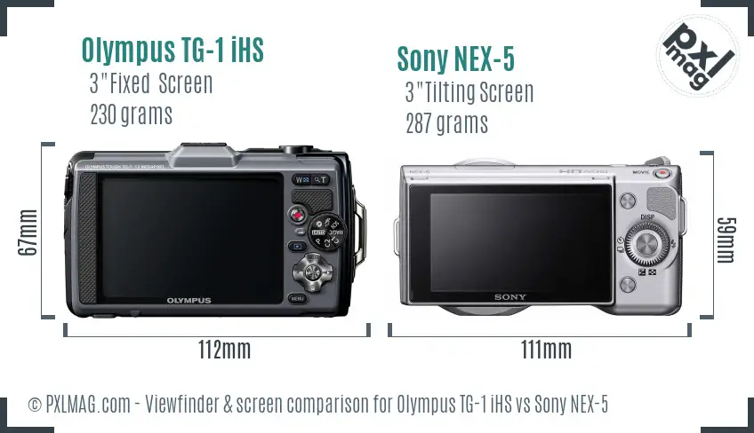 Olympus TG-1 iHS vs Sony NEX-5 Screen and Viewfinder comparison