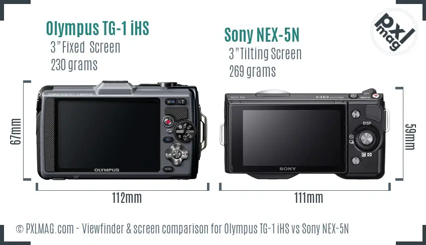 Olympus TG-1 iHS vs Sony NEX-5N Screen and Viewfinder comparison