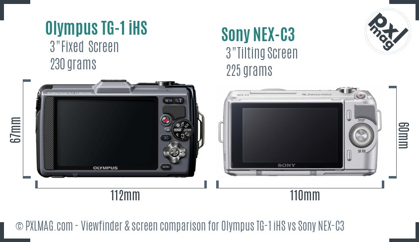 Olympus TG-1 iHS vs Sony NEX-C3 Screen and Viewfinder comparison