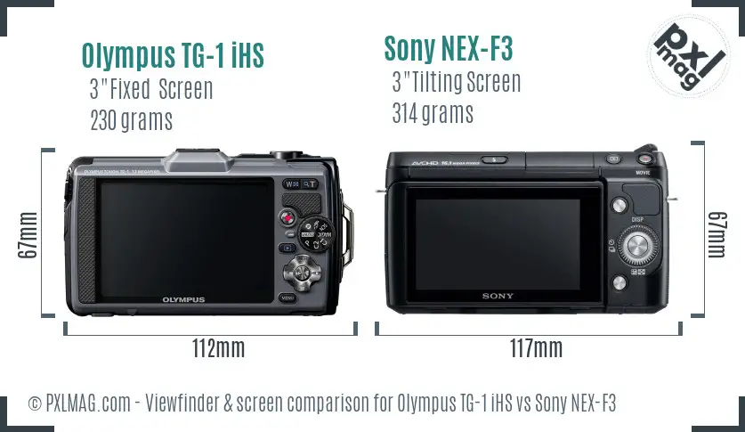 Olympus TG-1 iHS vs Sony NEX-F3 Screen and Viewfinder comparison