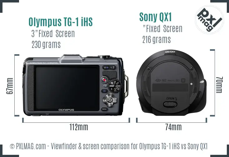 Olympus TG-1 iHS vs Sony QX1 Screen and Viewfinder comparison