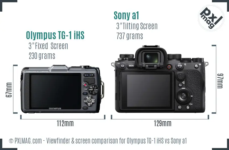 Olympus TG-1 iHS vs Sony a1 Screen and Viewfinder comparison