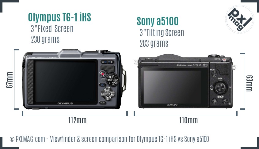 Olympus TG-1 iHS vs Sony a5100 Screen and Viewfinder comparison