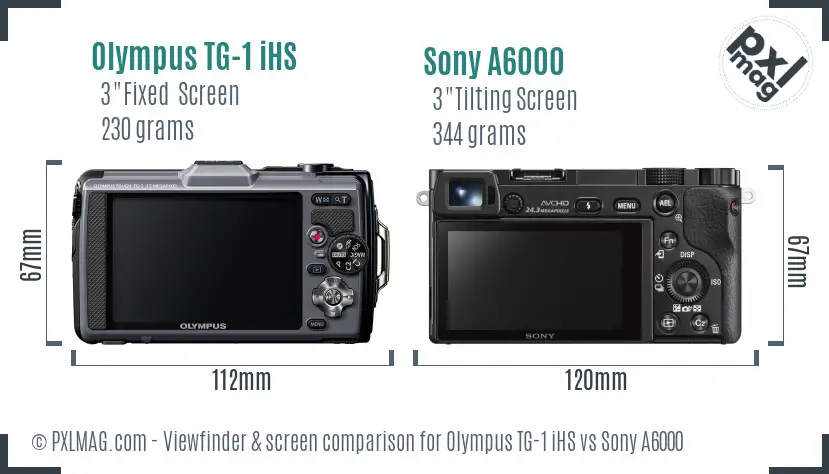 Olympus TG-1 iHS vs Sony A6000 Screen and Viewfinder comparison