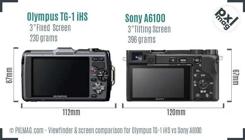 Olympus TG-1 iHS vs Sony A6100 Screen and Viewfinder comparison