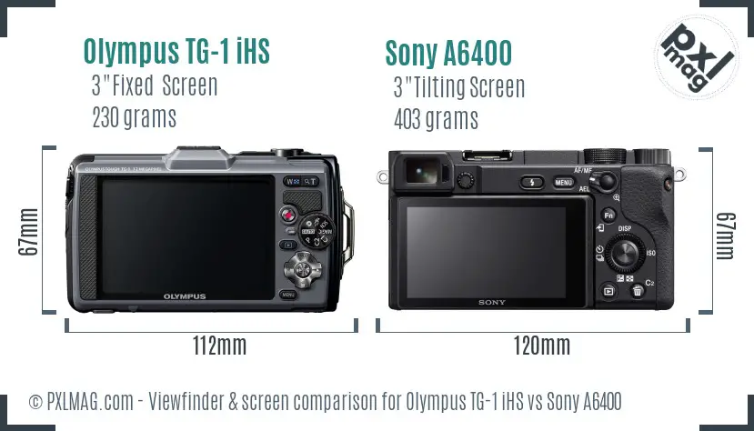 Olympus TG-1 iHS vs Sony A6400 Screen and Viewfinder comparison