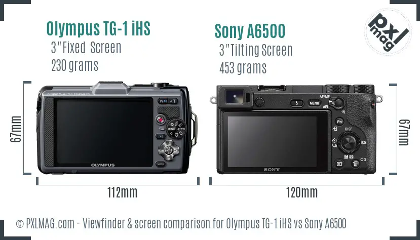Olympus TG-1 iHS vs Sony A6500 Screen and Viewfinder comparison