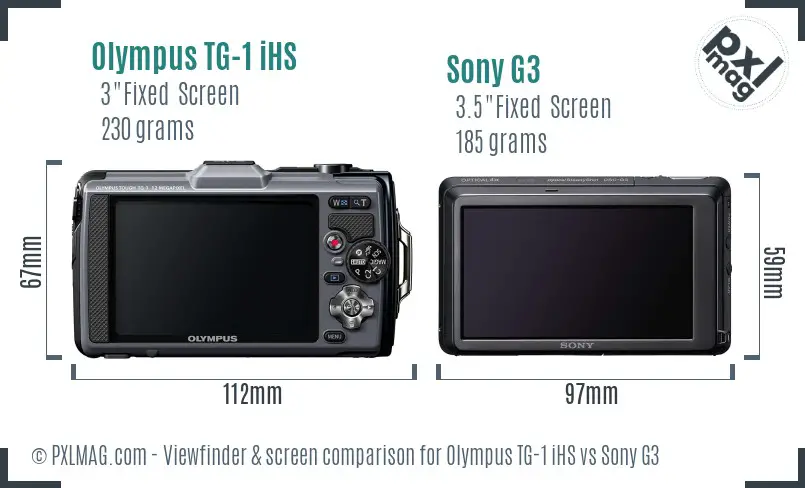 Olympus TG-1 iHS vs Sony G3 Screen and Viewfinder comparison